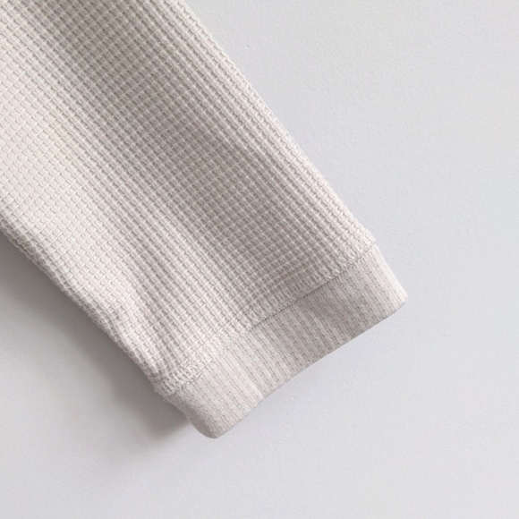 GYMSTARK | Waffle Knit Shirt Notch Neck Long Sleeve, Beige, Womens L - Picture 5 of 12